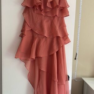 Elegant Coral Ruffle Dress